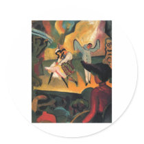 August Macke - Russisches Ballett 1912 Oil Ballet Round Sticker
