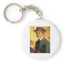 August Macke - Self Portrait with Hat 1909 Oil Keychain