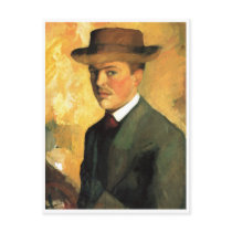 August Macke - Self Portrait with Hat 1909 Oil Postcard
