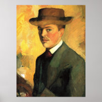 August Macke - Self Portrait with Hat 1909 Oil Print
