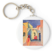 August Macke - View Into A Lane 1914 watercolor Keychains