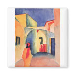 August Macke - View Into A Lane 1914 watercolor Fridge Magnet