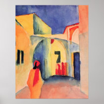 August Macke - View Into A Lane 1914 watercolor Posters