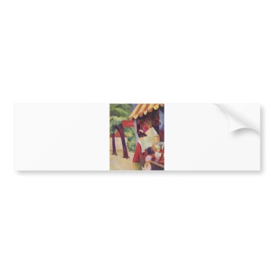 August Macke - Vor dem Hutladen 1913 Oil Bumper Sticker by inquester