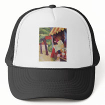 August Macke - Vor dem Hutladen 1913 Oil Trucker Hat