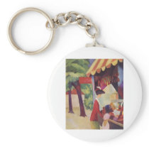 August Macke - Vor dem Hutladen 1913 Oil Keychain