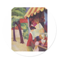 August Macke - Vor dem Hutladen 1913 Oil Sticker