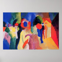 August Macke - With Yellow Jacket 1913 Watercolor Posters