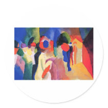 August Macke - With Yellow Jacket 1913 Watercolor Sticker