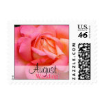 August Pink Raindrop Rose Wedding Postage
