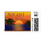 August tropical beach postage stamp