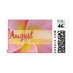 pink and yellow August Wedding postage stamps