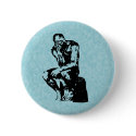 Auguste Rodin Thinker Light Cyan Button
