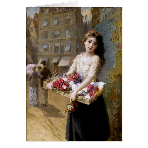 Augustus Edwin Mulready: A Street Flower Seller Greeting Card