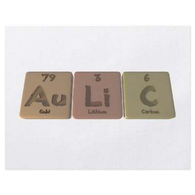 Aulic-Au-Li-C-Gold-Lithium-Carbon Personalized Flyer by ChemicalWords