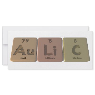 Aulic-Au-Li-C-Gold-Lithium-Carbon Customized Rack Card by ChemicalWords