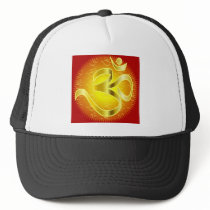 Aum or Om Symbol in yellows & reds Mesh Hats