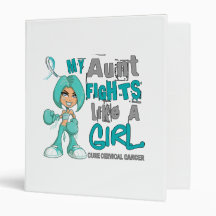 Aunt Fights Like Girl Cervical Cancer 42.9.png Vinyl Binders