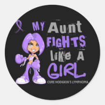Aunt Fights Like Girl H Lymphoma 42.9 Round Stickers
