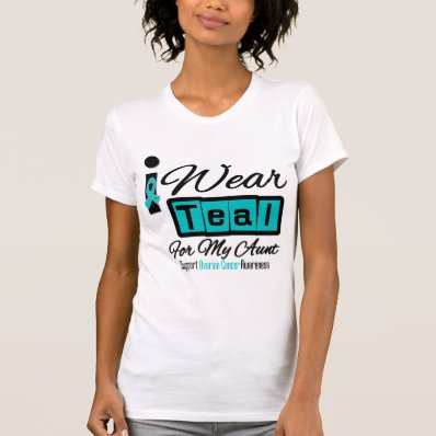 Aunt - I Wear Teal Retro Ovarian Cancer Tshirts