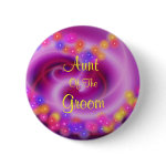 Aunt Of The Groom Swirly Heart Button