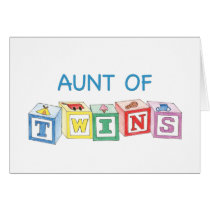 Aunt of Twins Blocks Cards