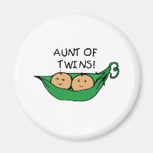 Aunt of Twins Pod Fridge Magnets