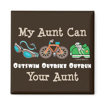 Aunt Outswim Outbike Outrun Triathlon Magnet