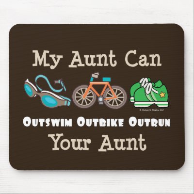 Aunt Outswim Outbike Outrun Triathlon Mousepad by RunnerTeesGifts