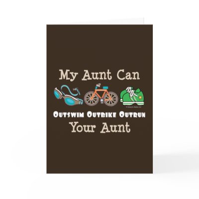 Aunt Outswim Outbike Outrun Triathlon Note Card by RunnerTeesGifts
