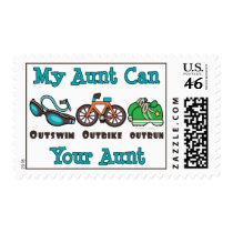 Aunt Outswim Outbike Outrun Triathlon Stamps