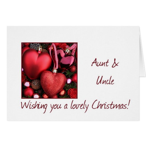 Aunt & Uncle Christmas Card with ornaments Zazzle