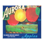 Aurora Apple Label (blue) - Dayton, WA Stretched Canvas Prints