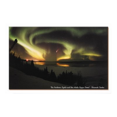 Aurora Borealis and Hale-Bopp Comet Print by jimmysam