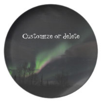 Aurora Borealis Purple and Green; Customizable Dinner Plate