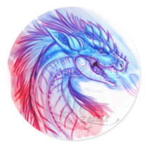 Aurora Ice dragon Round Stickers