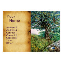 AURORA / MAGIC TREE, green, blue,parchment Business Card Templates
