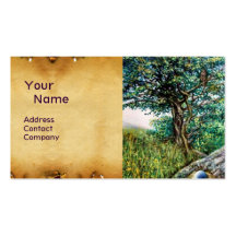 AURORA / MAGIC TREE, green, blue,parchment Business Card Templates