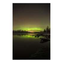 Aurora reflected in river poster