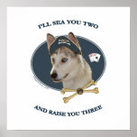 Ausky Dog Poker Pirate Posters