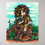 Aussie Girl Koala Kangaroo Art Australia Outback Posters