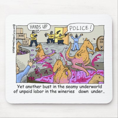 Aussie Kangaroo Wineries Funny Gifts & Tees Mouse Mat by beardiethor123