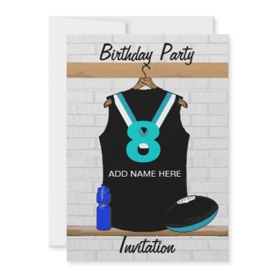 Aussie Rules Jersey Birthday party invitations by giftsbonanza