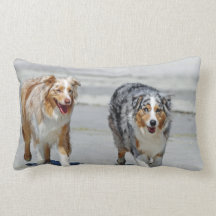 Aussies - 1st Day of Summer Beach Stroll Throw Pillows