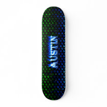 Austin blue fire Skatersollie skateboard.