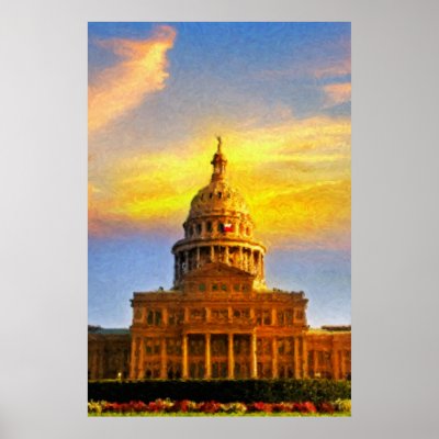Austin Capitol Sunset Print by steedjas
