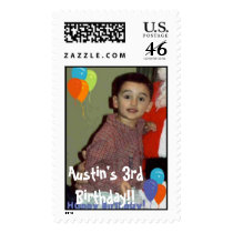Austin on Santa's lap, Austin's 3rd Birthday!! postage