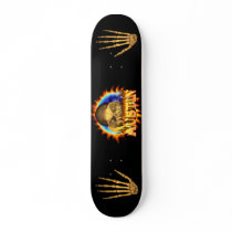 Austin skull real fire and flames skateboard desig