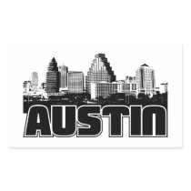 Austin Skyline Rectangular Stickers