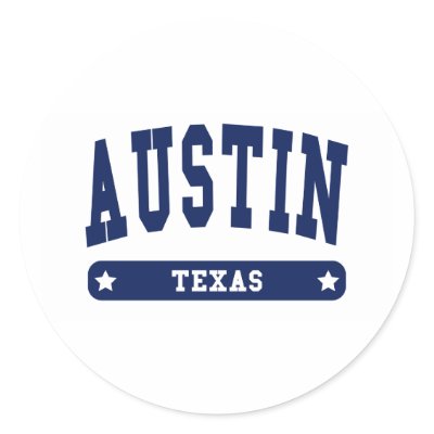 Austin Texas College Style t shirts Round Stickers by republicofcities